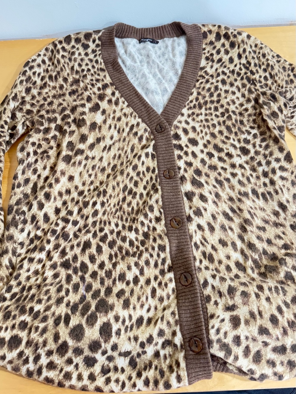 J . McLaughlin Leopard Print V-Neck Cardigan Sweater - Brown